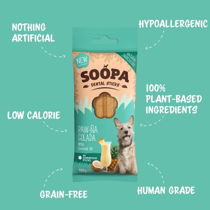 Paw-Na Colada lazdelės šunims, SOOPA