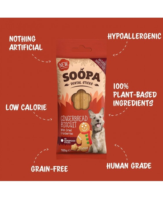 Imbierinių meduolių skonio lazdelės šunims, SOOPA