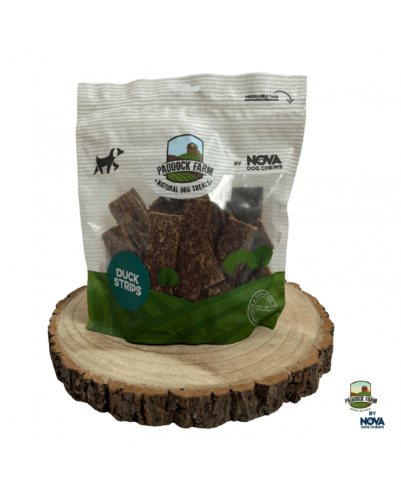 Antienos juostelės skanėstas šunims – Duck Strips, 500 g – Paddock Farm