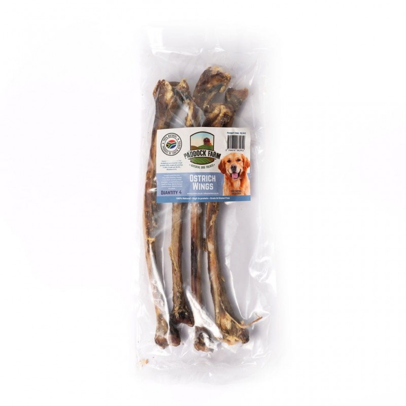 Stručio sparnai šunims – Paddock Farm Ostrich Wings – 4 vnt