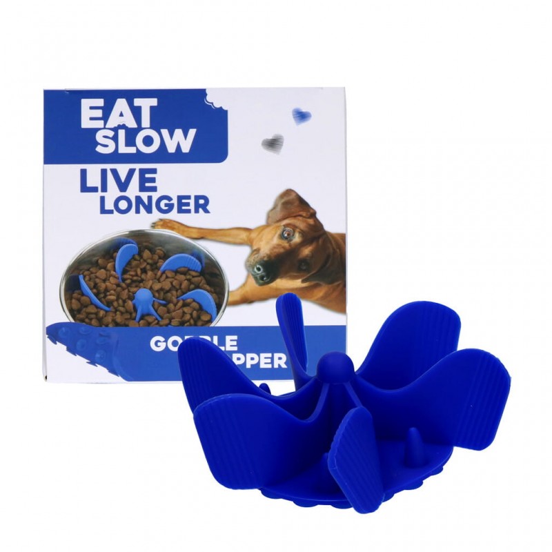 Lėto ėdimo priedas dubenėliui, Gobble Stopper (mėlynas), Eat Slow Live Longer