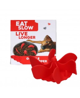 Lėto ėdimo priedas dubenėliui, Gobble Stopper (raudonas), Eat Slow Live Longer