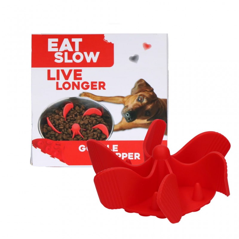 Lėto ėdimo priedas dubenėliui, Gobble Stopper (raudonas), Eat Slow Live Longer