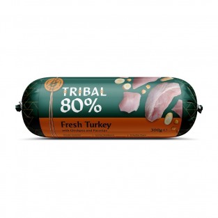 Šlapias maistas šunims su šviežia kalakutiena – Gourmet Sausage 80% Fresh Turkey, 300 g – Tribal