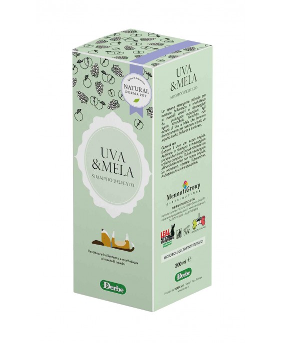 Šunų šampūnas su vynuogėmis ir obuoliais - gaiviną ir maitiną pažeistą kailį