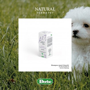 Šunų šampūnas baltam kailiui – su UV apsauga, simondsijų aliejumi ir ženšeniu