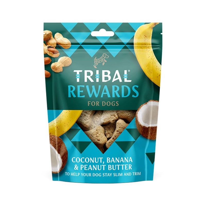 Skanėstai šunims su kokosais, bananais ir žemės riešutų sviestu „Coconut, Banana & Peanut Butter“ TRIBAL, 125g