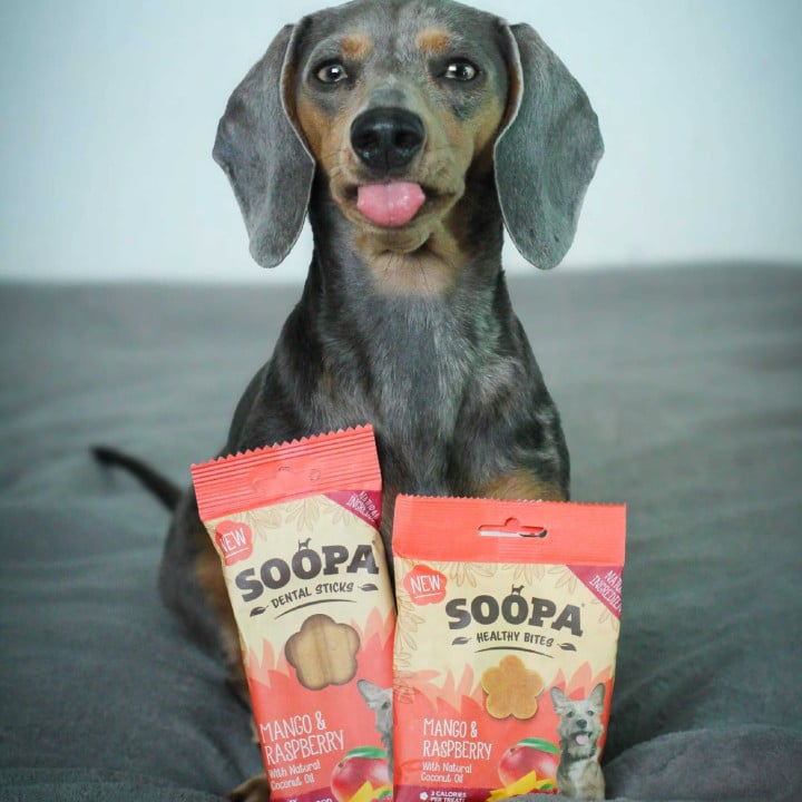 Soopa Healthy Bites šunų skanėstai su mango ir avietėmis (Mango & Raspberry), 50 g