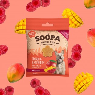Soopa Healthy Bites šunų skanėstai su mango ir avietėmis (Mango & Raspberry), 50 g