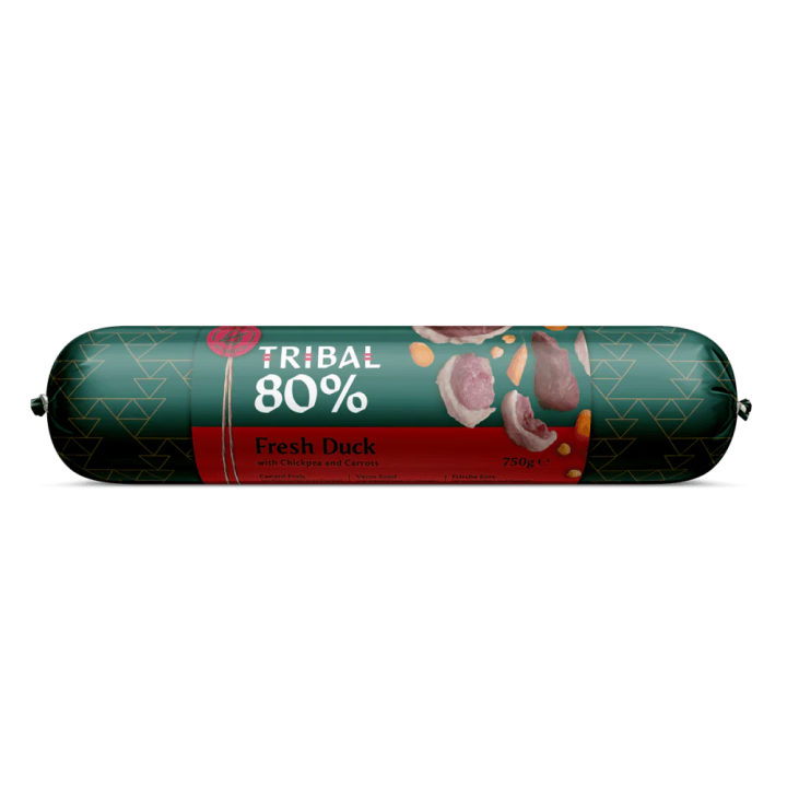 Šlapias maistas šunims su šviežia antiena – Tribal Gourmet Sausage 80% Fresh Duck
