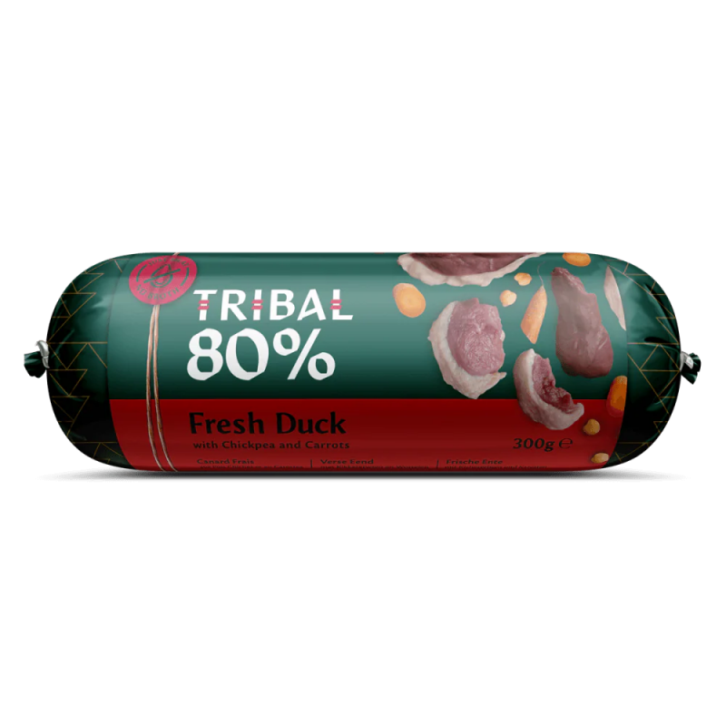 Šlapias maistas šunims su šviežia antiena – Tribal Gourmet Sausage 80% Fresh Duck Šlapias maistas šunims su šviežia antiena – Tribal Gourmet Sausage 80% Fresh Duck