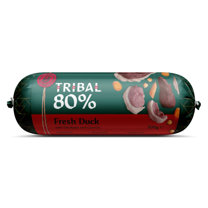 Šlapias maistas šunims su šviežia antiena – Tribal Gourmet Sausage 80% Fresh Duck