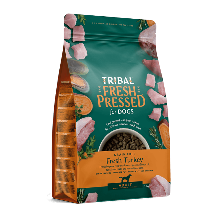 Šalto spaudimo suaugusių šunų maistas su kalakutiena – Tribal Fresh Pressed Adult Turkey