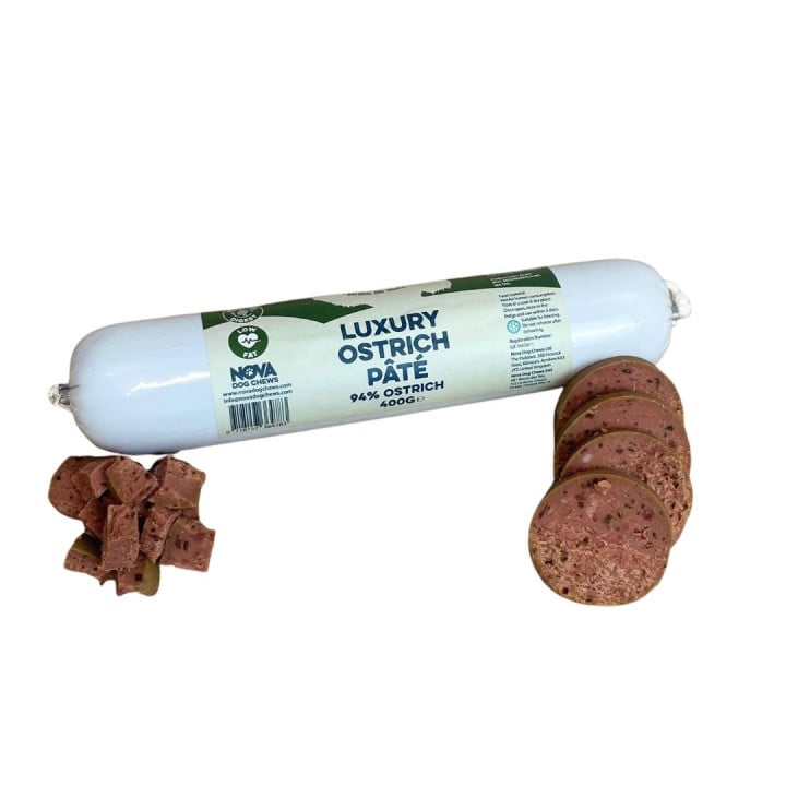 Strutienos paštetas šunims – Luxury Ostrich Pate, 400 g – Paddock Farm