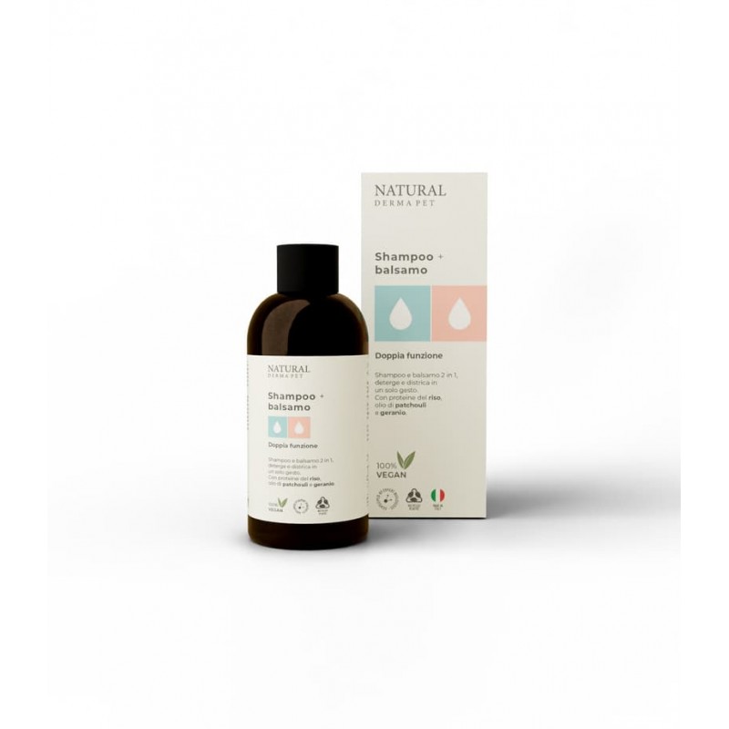 Natural Derma Pet Shampoo + Conditioner 2in1 – šampūnas ir kondicionierius – visų tipų kailiui