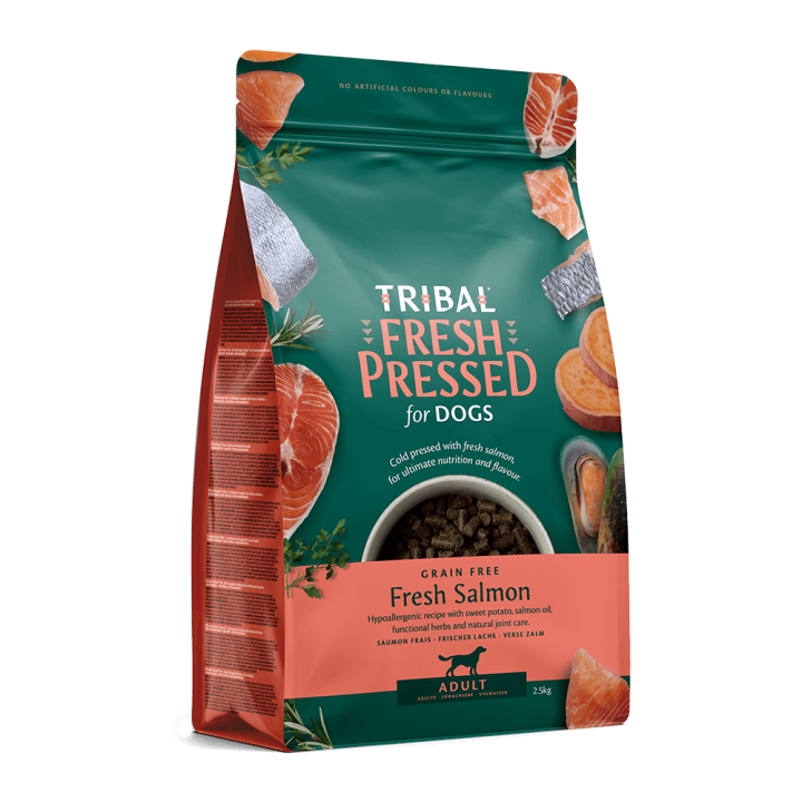 Šalto spaudimo suaugusių šunų maistas su lašiša – Tribal Fresh Pressed Adult Salmon