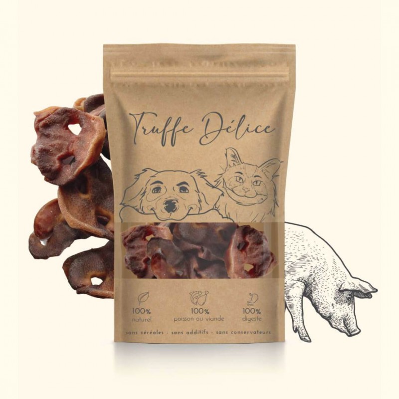 Truffe Délice pūstas kiaulės šnipas šunims – natūralus, mažo riebumo kramtalas, 200g