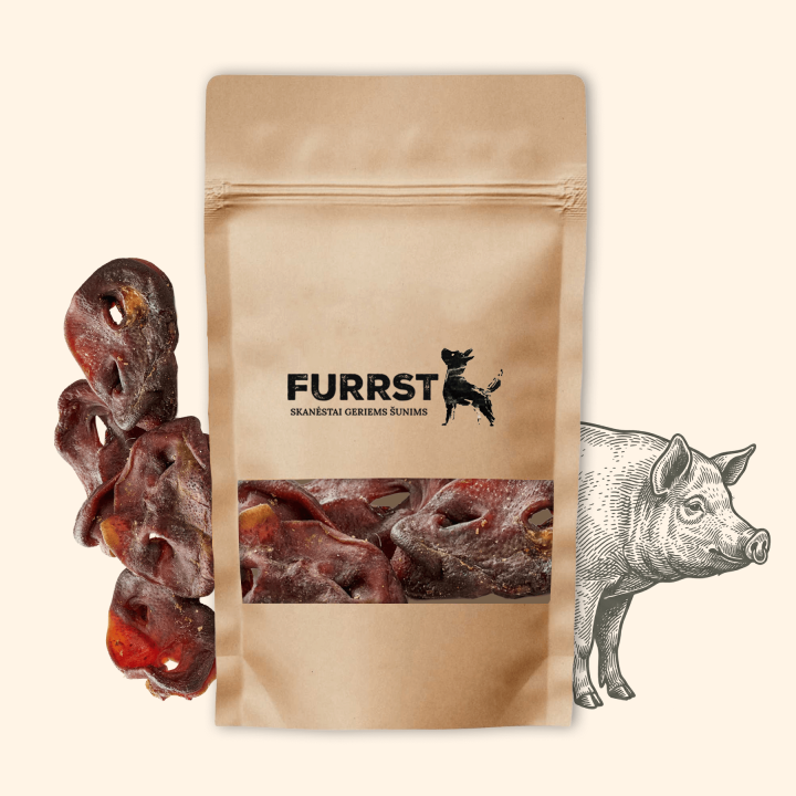 FURRST džiovinti kiaulių šnipai | Mažo riebumo kramtalas šunims, 100g