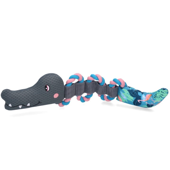Neskęstantis žaislas su virve šunims Krokodilas, Crocky CoolPets