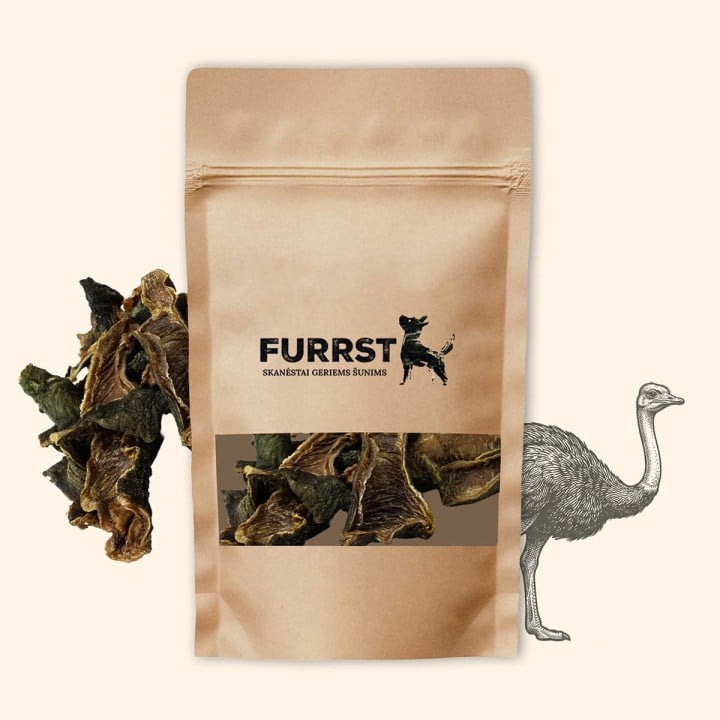 FURRST strutienos skrandžiai šunims | Hipoalerginis skanėstas, 100g