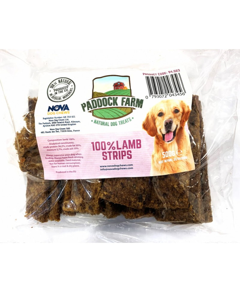 Ėrienos juostelės skanėstas šunims, 100% natūralios, 500g, Paddock Farm