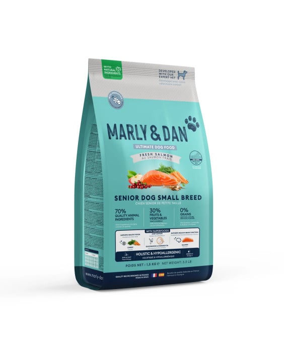 Marly & Dan sausas maistas mažų veislių šunims senjorams su lašiša