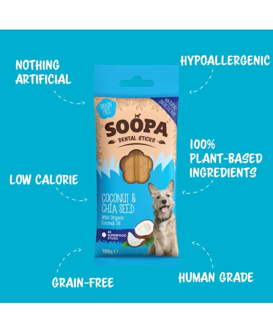 SOOPA Kokosų ir Čija sėklų dantų kramtukai šunims, 100gr