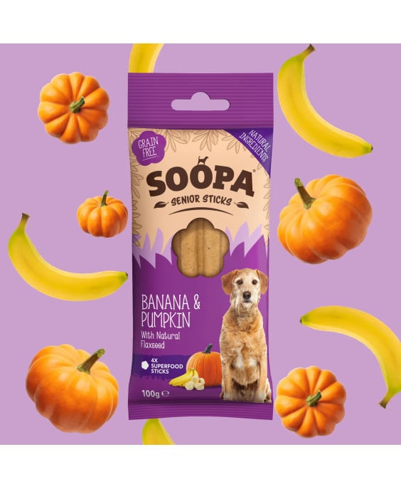 SOOPA Bananų ir moliūgų dantų kramtukai šunims senjorams, 100g