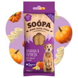 SOOPA Bananų ir moliūgų dantų kramtukai šunims senjorams, 100g