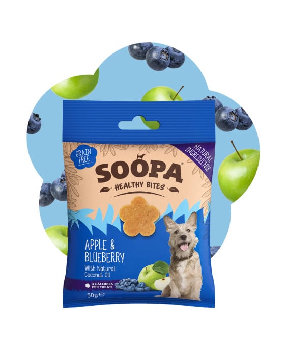Obuolių ir mėlynių skanėstai šunims – Soopa Healthy Bites
