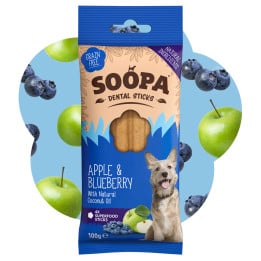 SOOPA Obuolių ir mėlynių dantų lazdelės šunims, 100 g