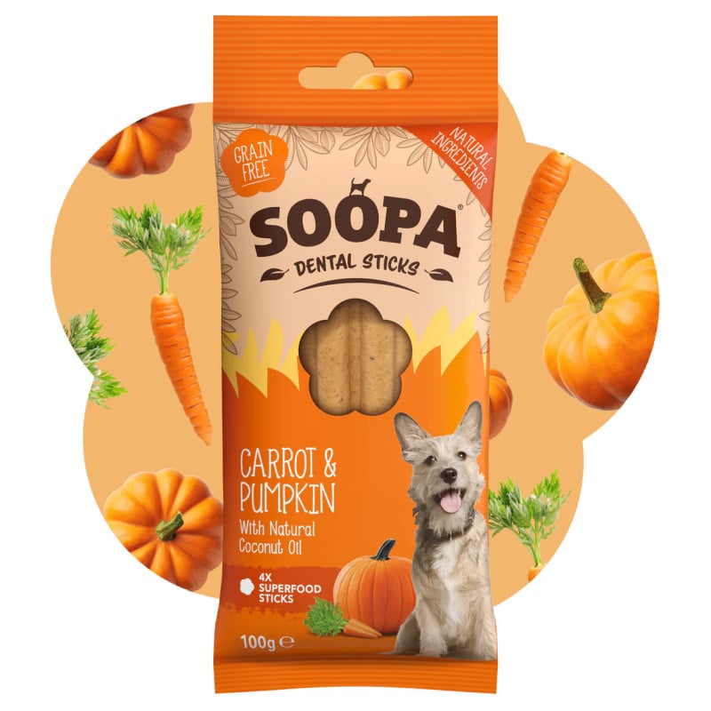 SOOPA morkų ir moliūgo sėklų sticks lazdelės šunims 100g