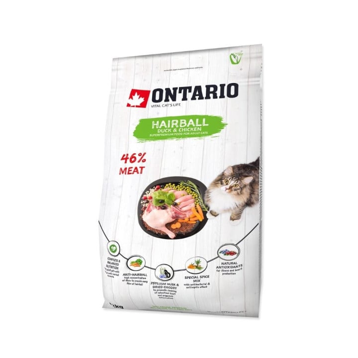 Ontario visavertis pašaras suaugusioms katėms Cat Hairball, 2 kg