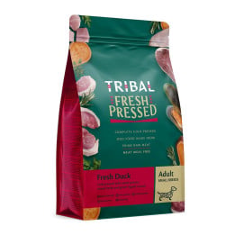 Maistas mažų veislų šunims, antiena šalto spaudimo „Fresh Pressed Duck – ADULT“, TRIBAL