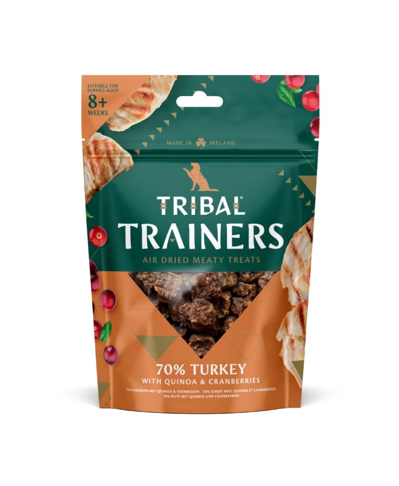 Kalakutienos ir spanguolių skanėstai dresūrai šunims „Turkey & Cranberry“, TRIBAL, 80g