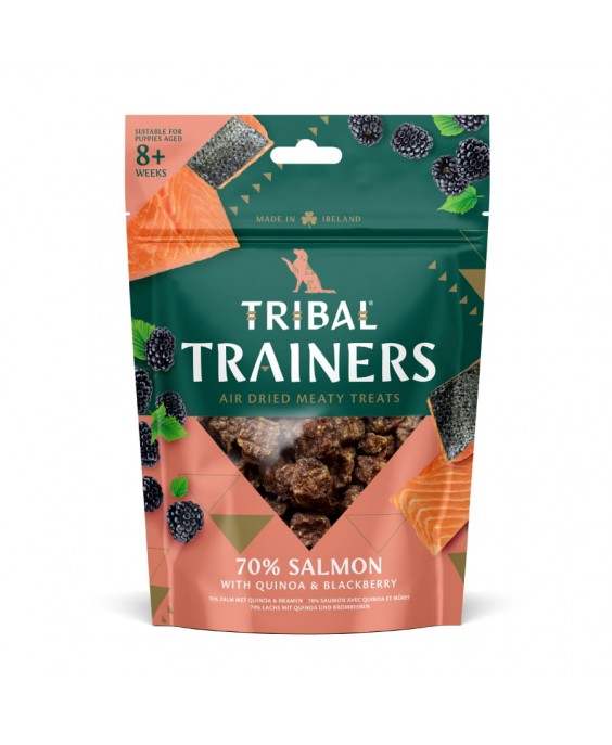 Lašišos ir gervuogių skanėstai dresūrai šunims „Salmon & Blackberry“, TRIBAL, 80g