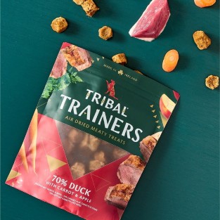 Antienos, morkų ir obuolių skanėstai dresūrai šunims „Duck, Carrot & Apple“, TRIBAL, 80g