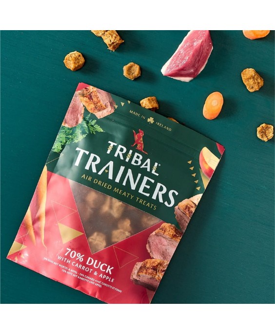 Antienos, morkų ir obuolių skanėstai dresūrai šunims „Duck, Carrot & Apple“, TRIBAL, 80g