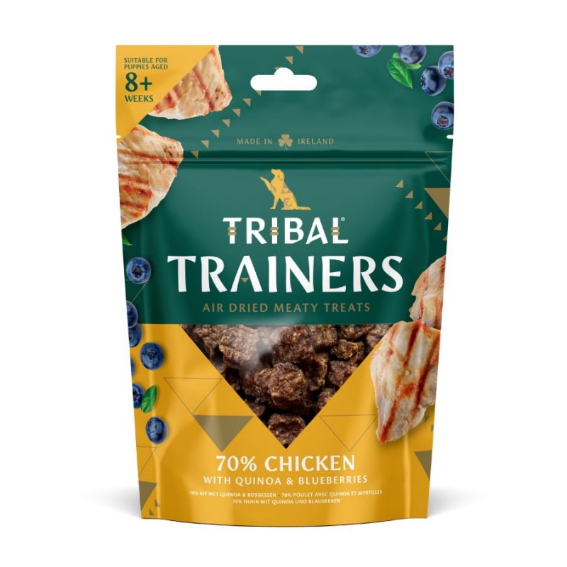 Vištienos ir mėlynių skanėstai dresūrai šunims „Chicken & Blueberry“, TRIBAL, 80g