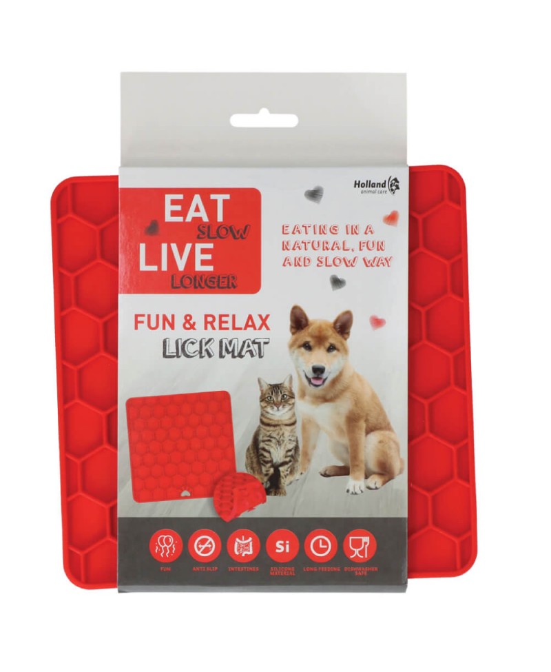 Laižymo kilimėlis šunims „Fun & Relax Lick Mat“, raudonas