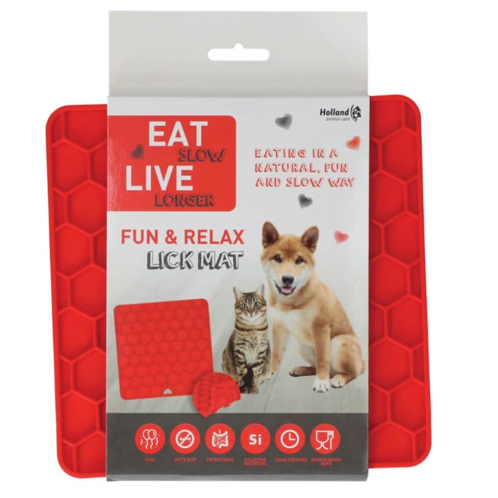 Laižymo kilimėlis šunims „Fun & Relax Lick Mat“, raudonas