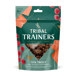 Upėtakio ir aviečių skanėstai dresūrai šunims „Trout & Raspberry“, TRIBAL, 80g