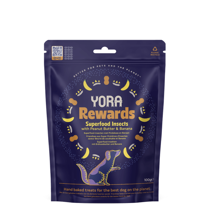 Yora Rewards skanėstai šunims su riešutų sviestu ir bananais, 100g