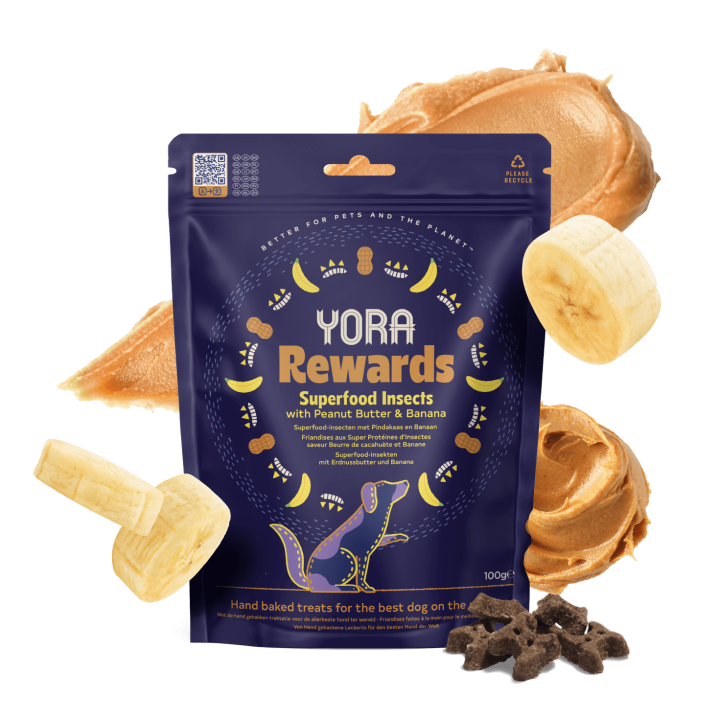 Yora Rewards skanėstai šunims su riešutų sviestu ir bananais, 100g